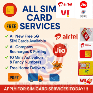 Airtel, Jio, Vi, BSNL New SIM Cards/Porting, Online Mobile Recharges etc.,